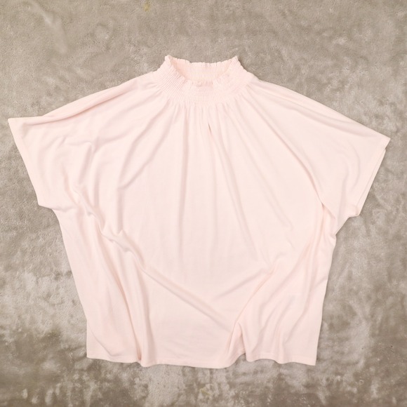 Joie‎ Pink Pullover Dolman Short Sleeve Smocked High Neck Top Women's Size Small - Picture 2 of 6